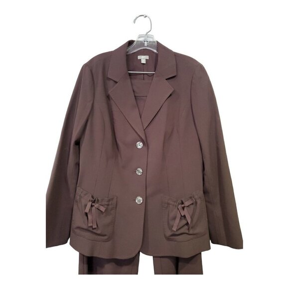J. Jill Women's Brown Pant Suit Pleated Fitted Back Stretch Size 1O - Picture 1 of 12
